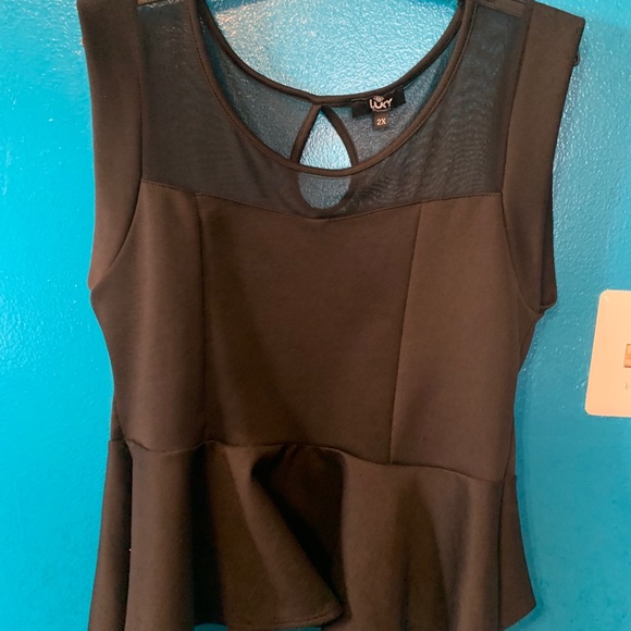 Black peplum top with sheer top - Picture 5 of 6